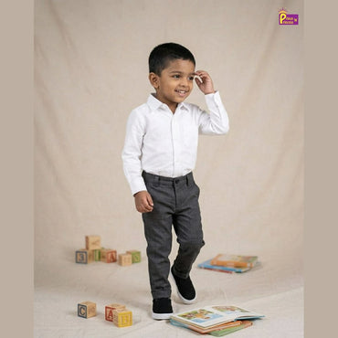 Kids Lycra Full Length Pant in Dark Grey PT025