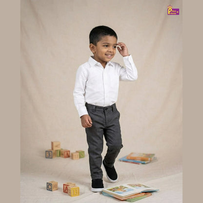 Kids Lycra Full Length Pant in Dark Grey PT025