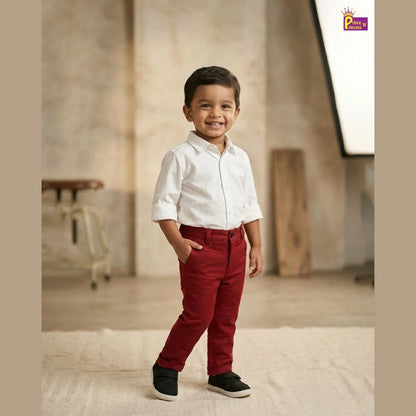 Kids Lycra Full Length Pant in Maroon PT021