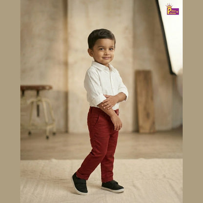 Kids Lycra Full Length Pant in Maroon PT021