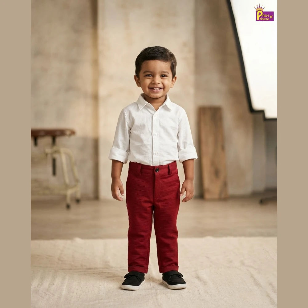 Kids Lycra Full Length Pant in Maroon PT021