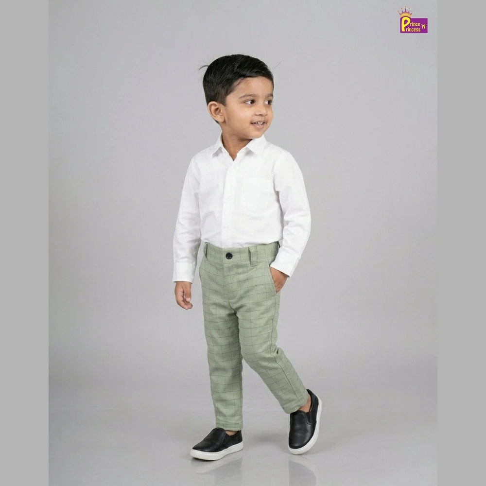 Kids Lycra Full Length Pant in Pista Green PT022