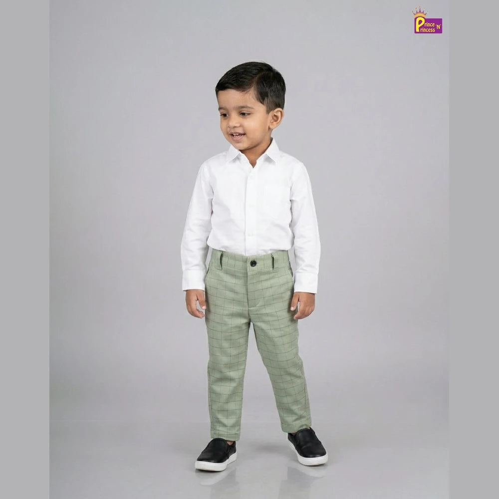 Kids Lycra Full Length Pant in Pista Green PT022