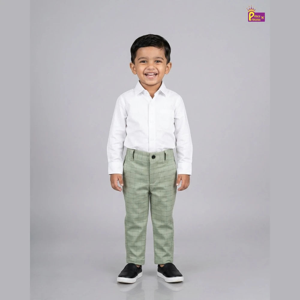 Kids Lycra Full Length Pant in Pista Green PT022