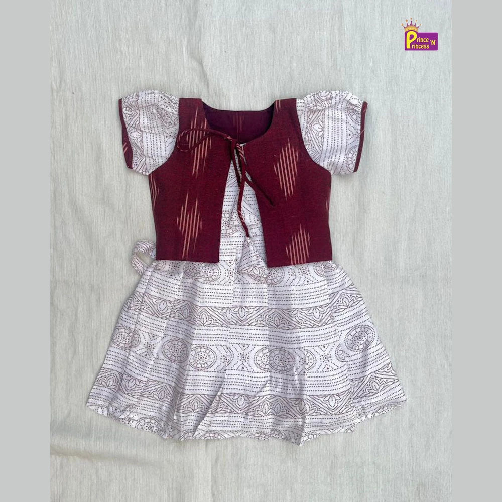 Kids Maroon Coat Cotton Frock CF404