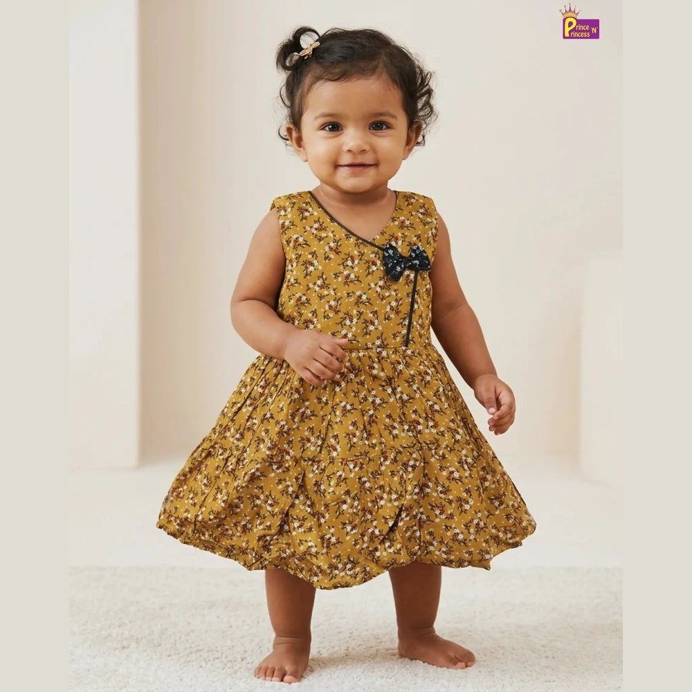 Kids Mustard Cotton Frock CF284