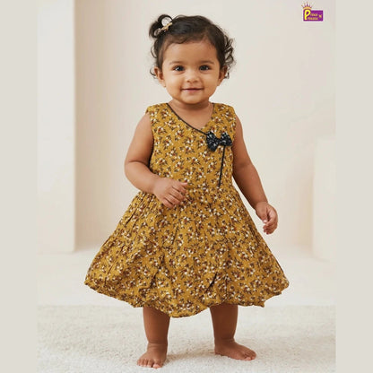 Kids Mustard Cotton Frock CF284