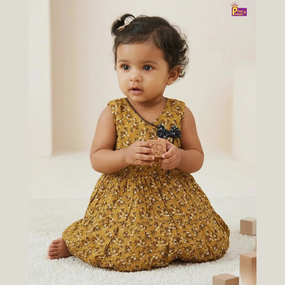 Kids Mustard Cotton Frock CF284