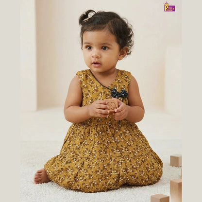 Kids Mustard Cotton Frock CF284