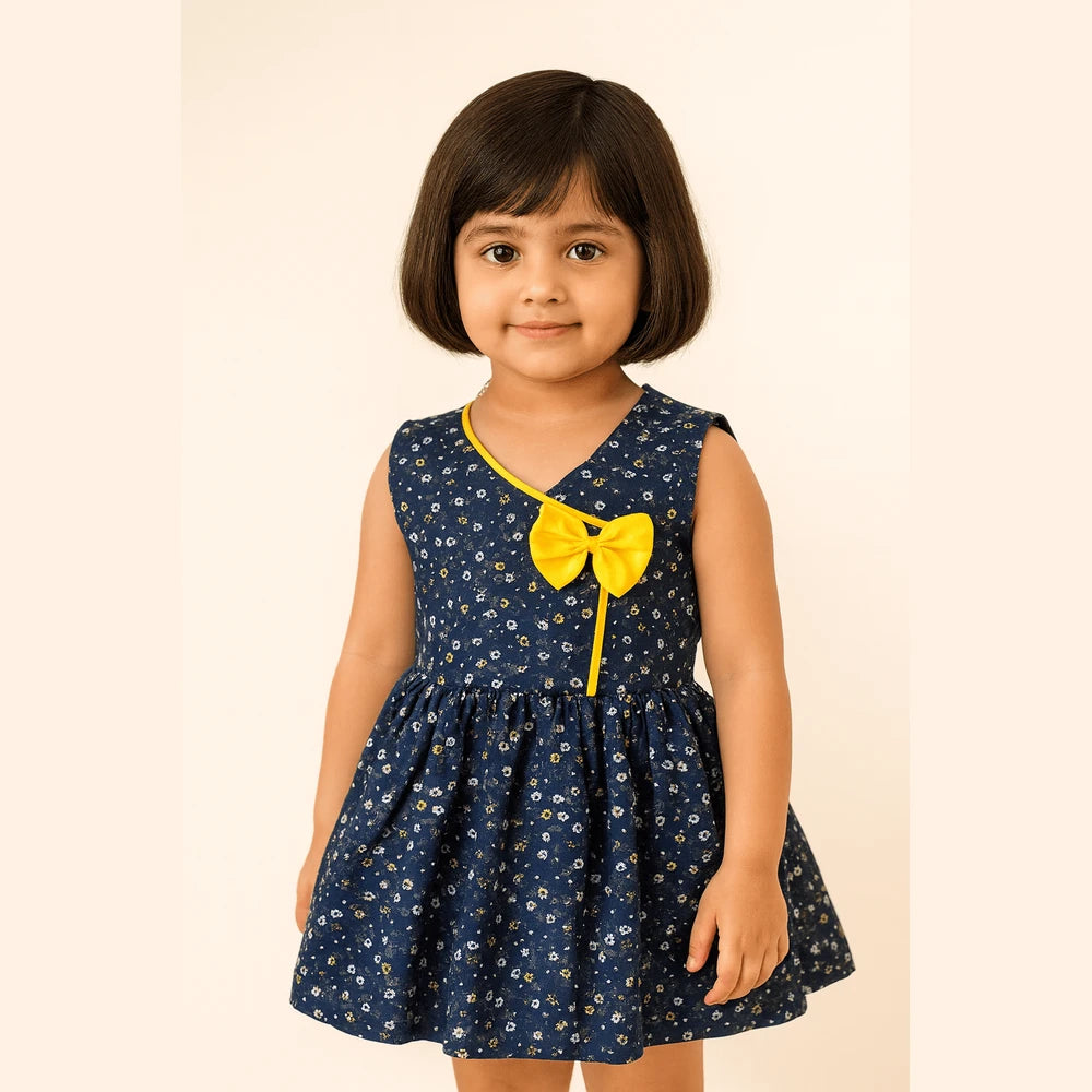 Kids Navy Cotton Frock CF286