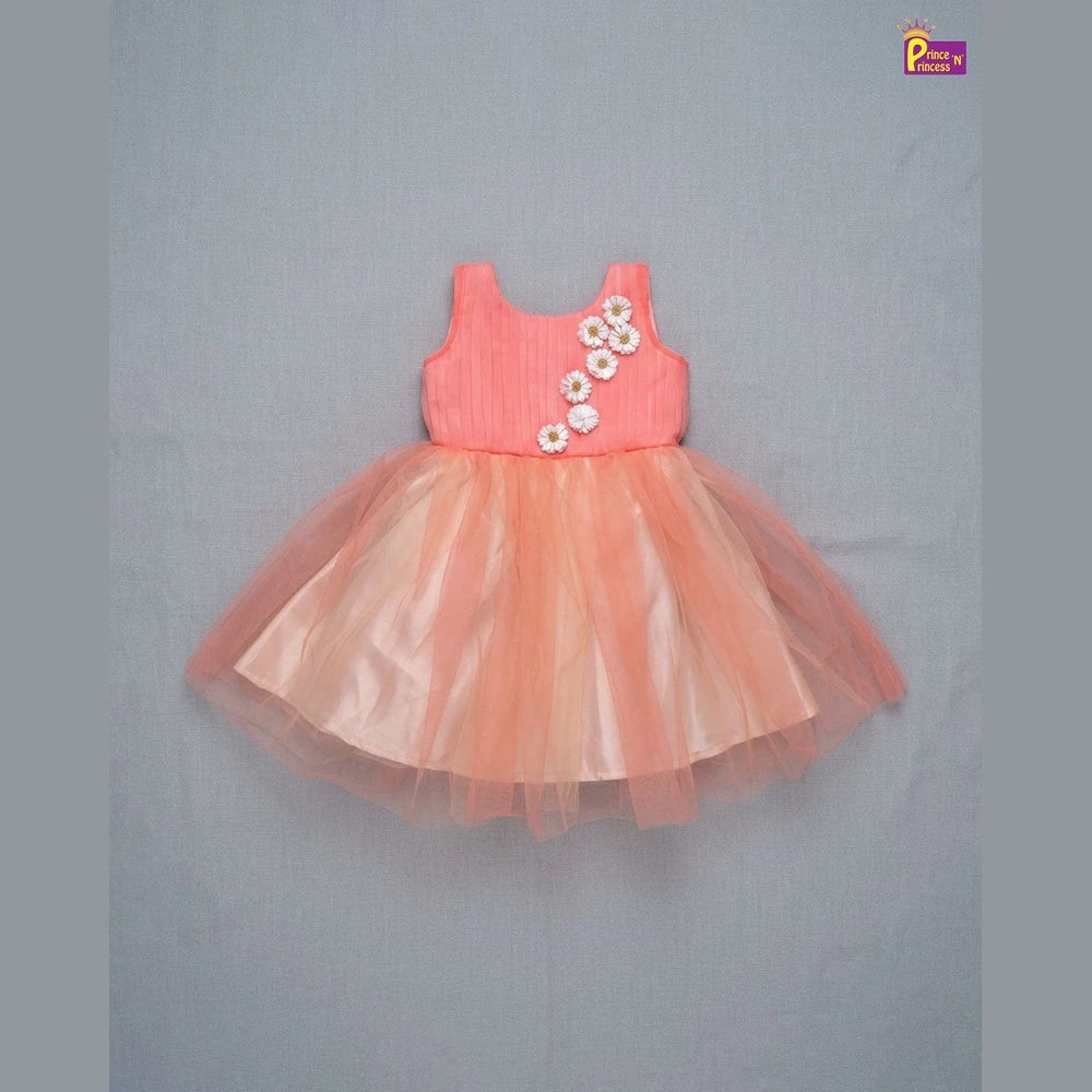 Kids Netted Party Gown in Peach WGF064