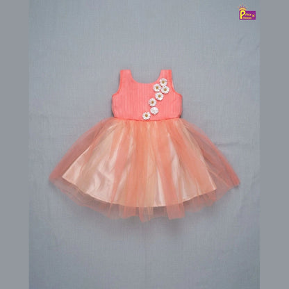Kids Netted Party Gown in Peach WGF064