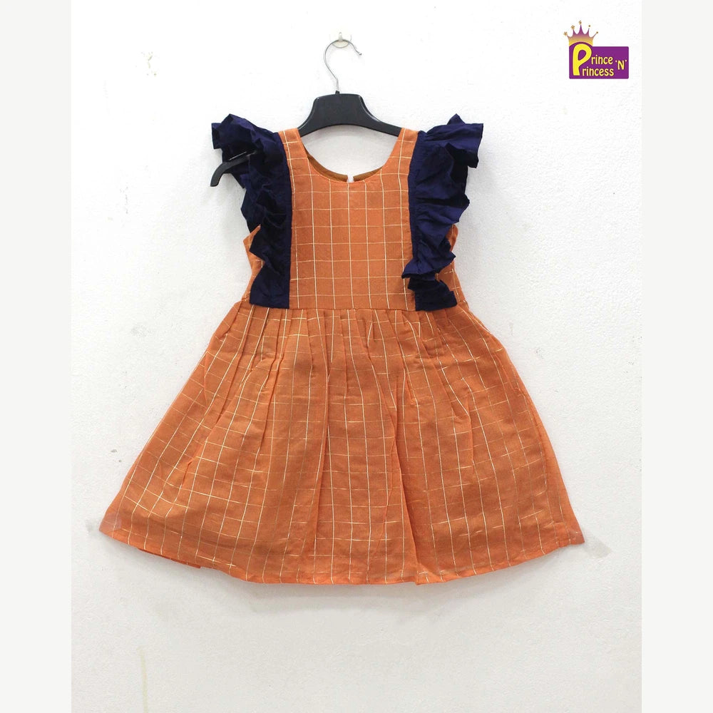 Kids Orange and Navy Party Frock LDF214