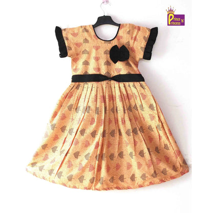 Kids Orange Cotton Frock CF236