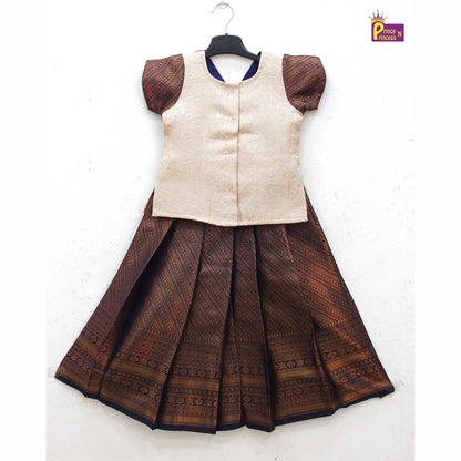 Kids Peach with Copper Traditional Pattupavadai PPP1751