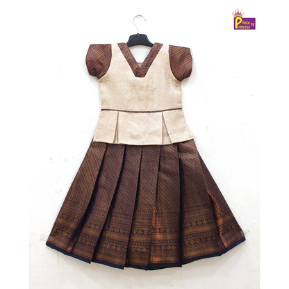 Kids Peach with Copper Traditional Pattupavadai PPP1751