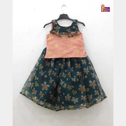Kids Peach with Green Lehenga Choli LC257