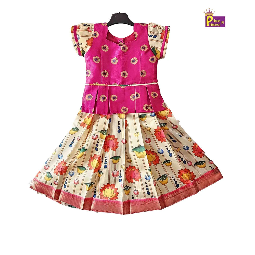 Kids Pink Festival Wear Pattu Pavadai PPP1430