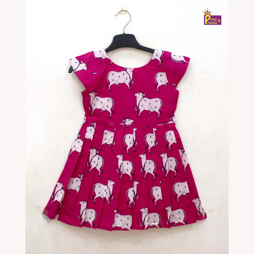 Pink Cotton Knee Frock for Kids | Soft Comfortable Daily Wear CF381