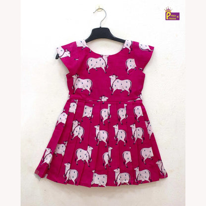 Pink Cotton Knee Frock for Kids | Soft Comfortable Daily Wear CF381