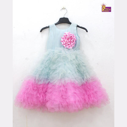 Kids Pink with skyblue Grand Birthday Gown BG136