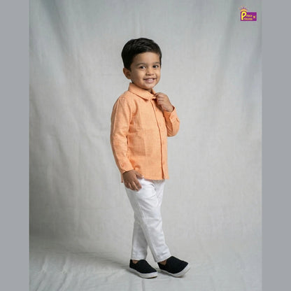 Kids Printed Full Sleeve Shirt in Orange ST225