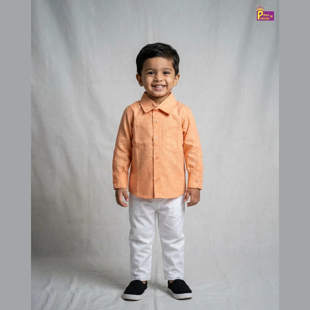 Kids Printed Full Sleeve Shirt in Orange ST225