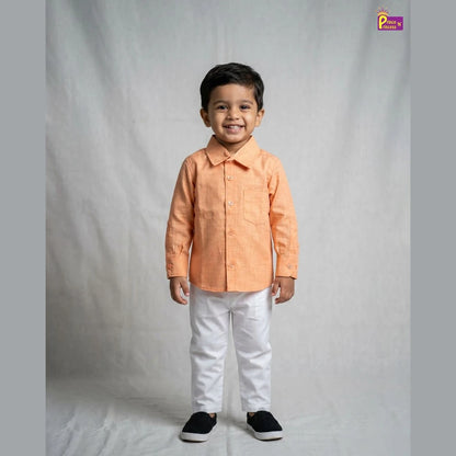 Kids Printed Full Sleeve Shirt in Orange ST225