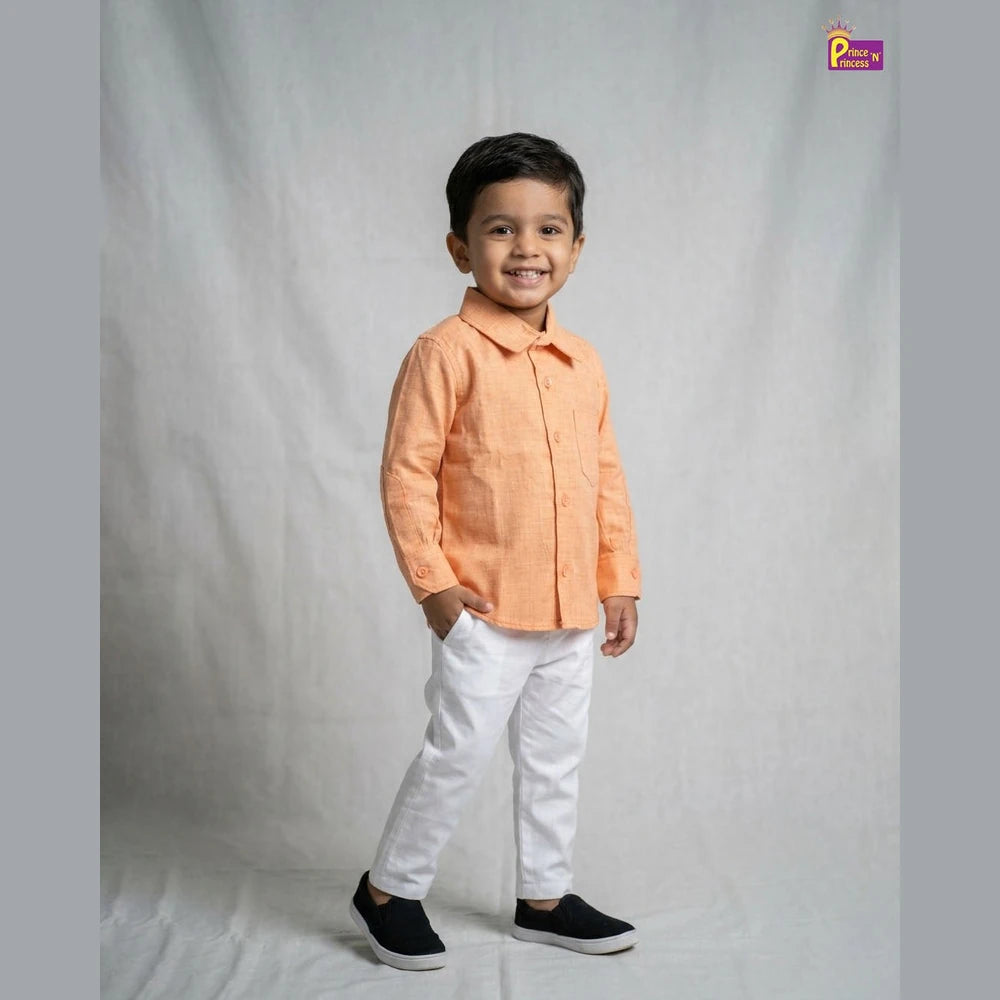 Kids Printed Full Sleeve Shirt in Orange ST225