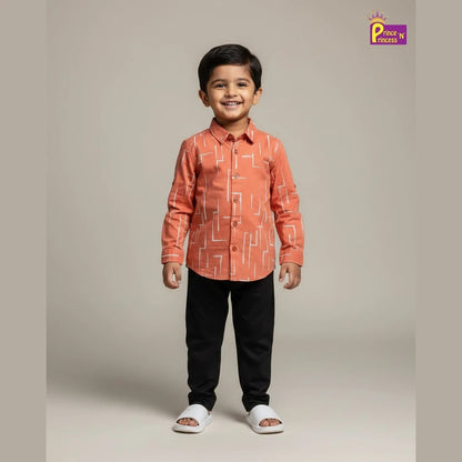 Kids Printed Full Sleeve Shirt in Peach ST220