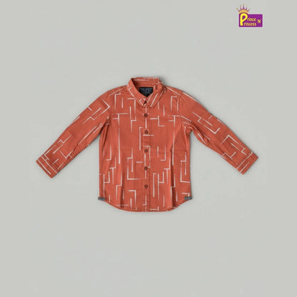 Kids Printed Full Sleeve Shirt in Peach ST220