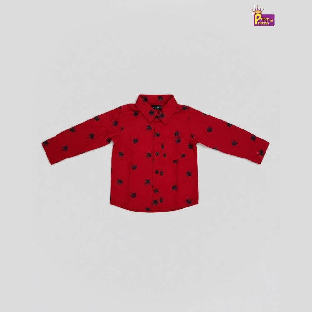 Kids Printed Full Sleeve Shirt in Red ST126