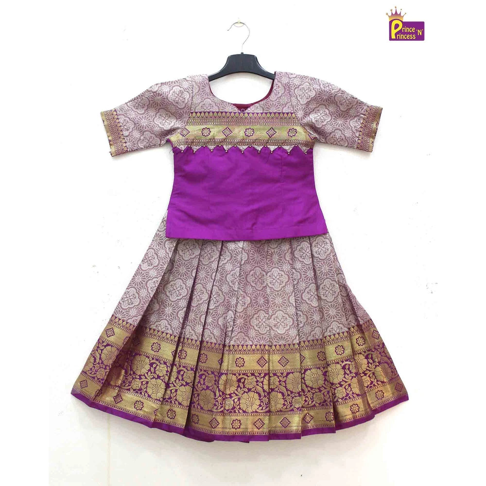Kids Purple Traditional Pattupavadai PPP1620