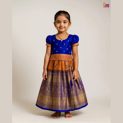 Kids Rama green Traditional Pattupavadai PPP1835