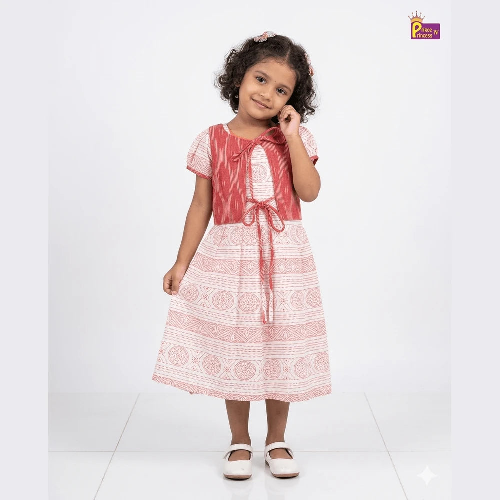 Kids Red Coat Cotton Frock CF403