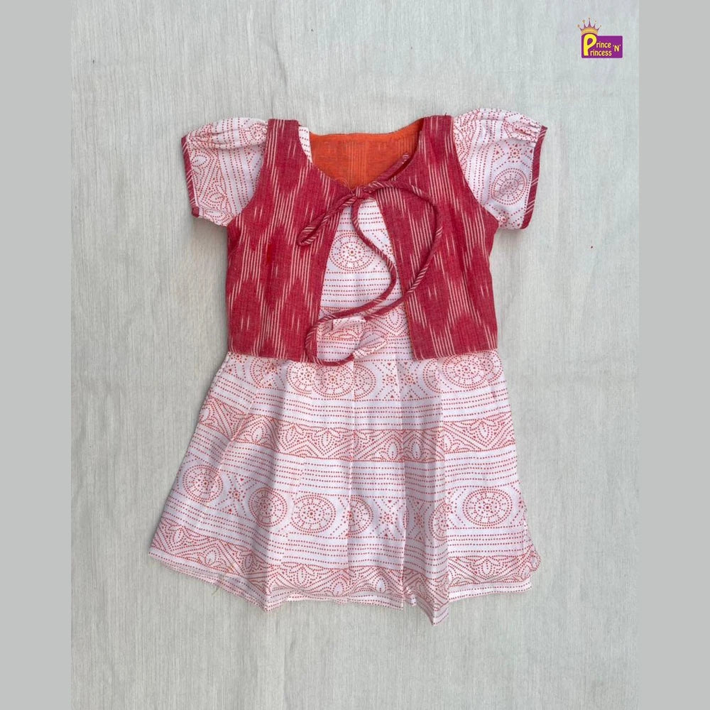 Kids Red Coat Cotton Frock CF403