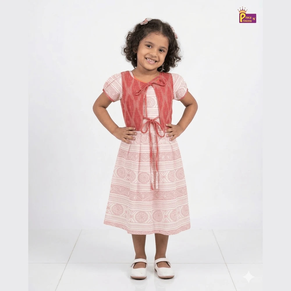 Kids Red Coat Cotton Frock CF403