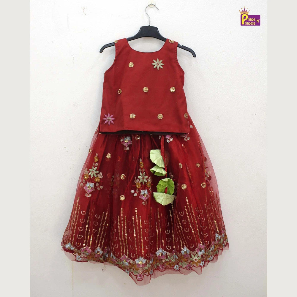 Kids Red emproidery Net ethnic Lehenga Choli LC152