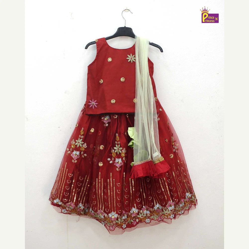 Kids Red emproidery Net ethnic Lehenga Choli LC152