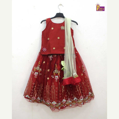 Kids Red emproidery Net ethnic Lehenga Choli LC152