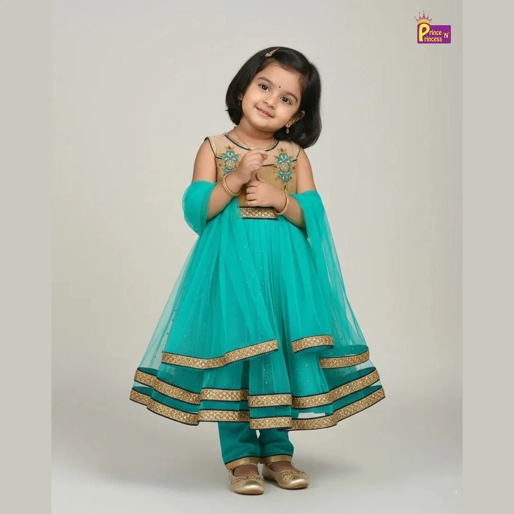 Kids Sandal With Rama Green Full Gown WGF086
