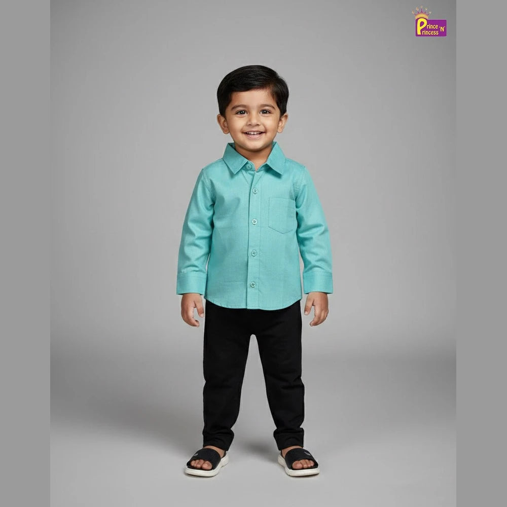 Kids Seafoam Blue Full Sleeve Shirt ST068