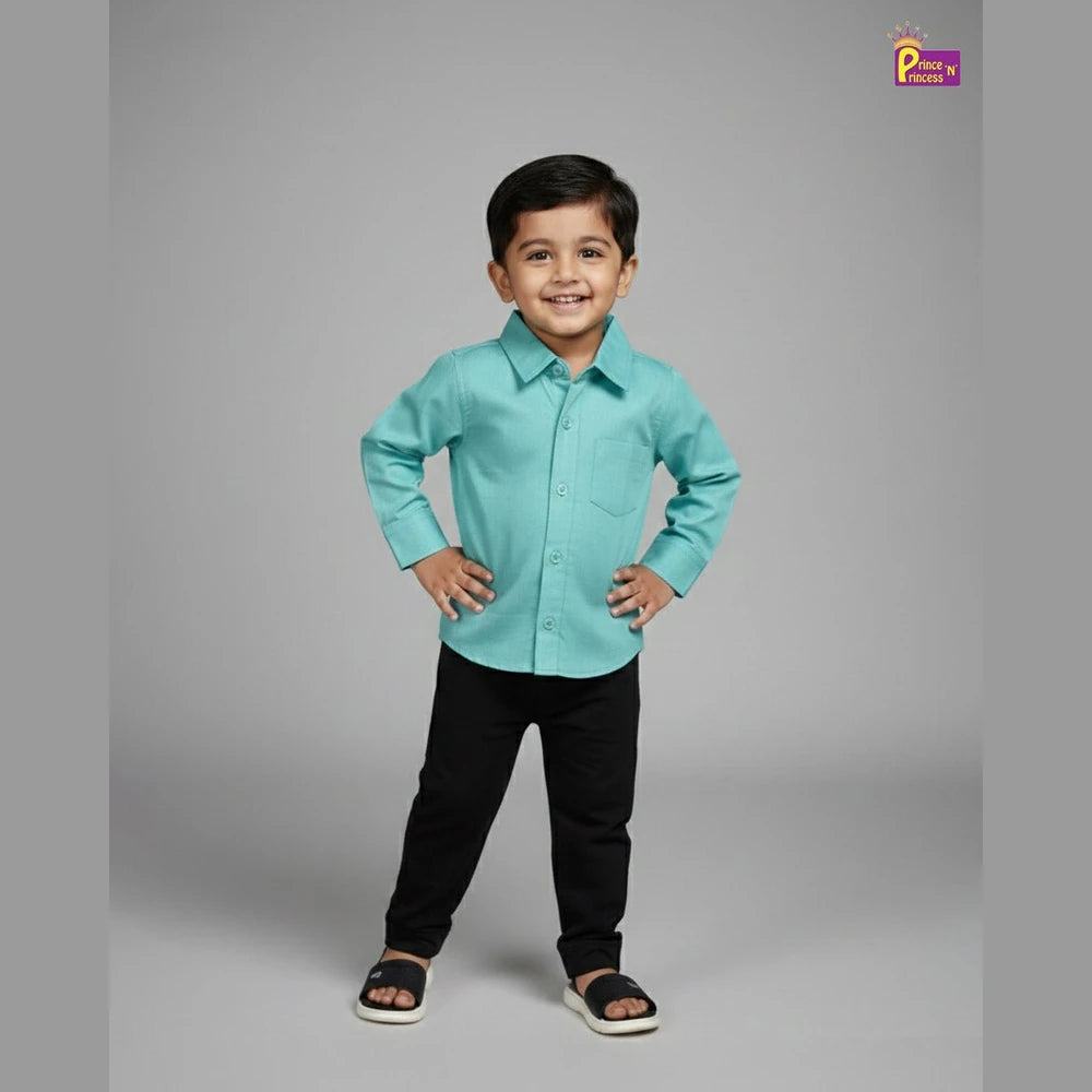 Kids Seafoam Blue Full Sleeve Shirt ST068