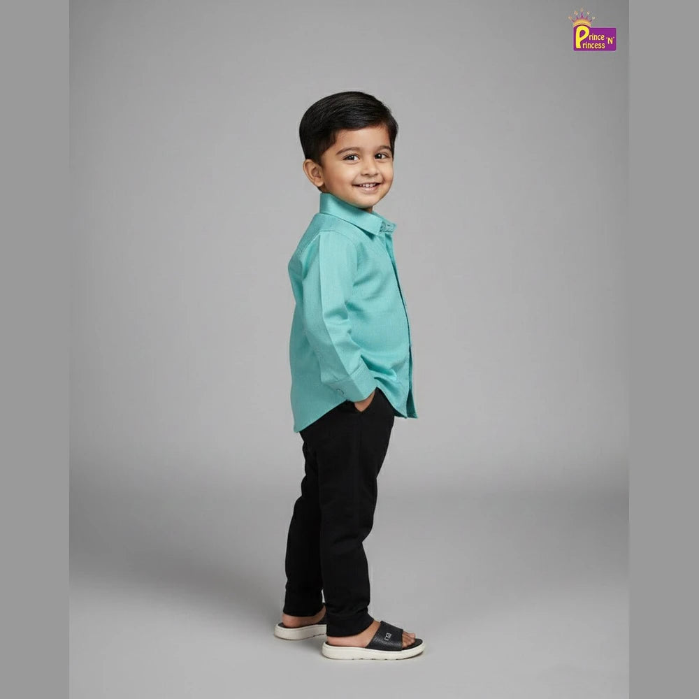 Kids Seafoam Blue Full Sleeve Shirt ST068