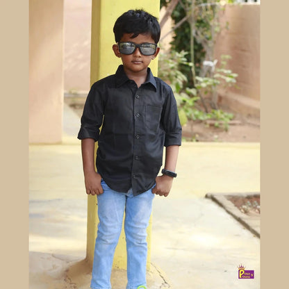 Kids Solid Black shirt ST127