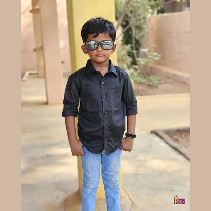 Kids Solid Black shirt ST127