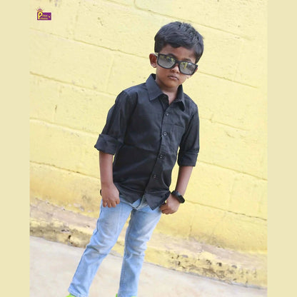 Kids Solid Black shirt ST127