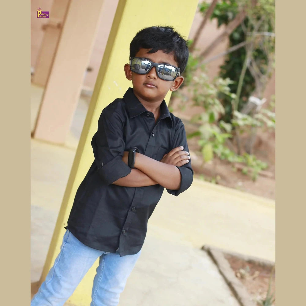 Kids Solid Black shirt ST127