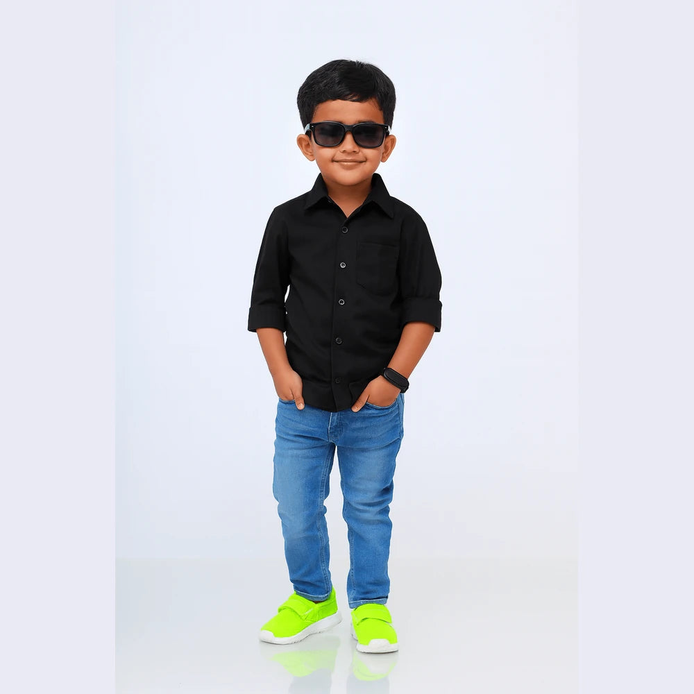 Kids Solid Black shirt ST127