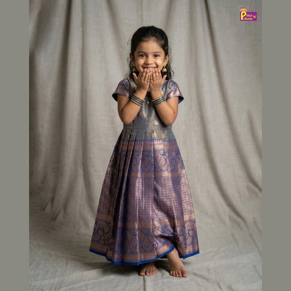 Kids Traditional Blue Party Frock PG498